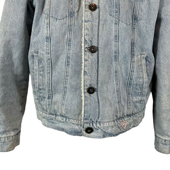 GUESS Sherpa-Lined Denim Trucker Jacket - Picture 3 of 10